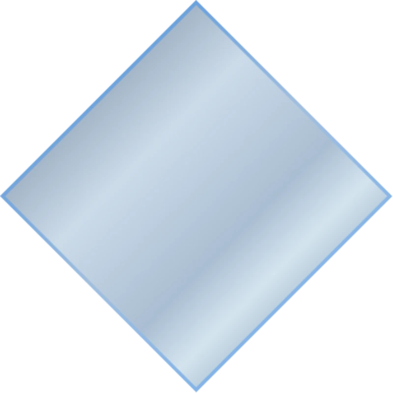 Gehärtete Glasplatte in Rautenform auf schwarzem Hintergrund