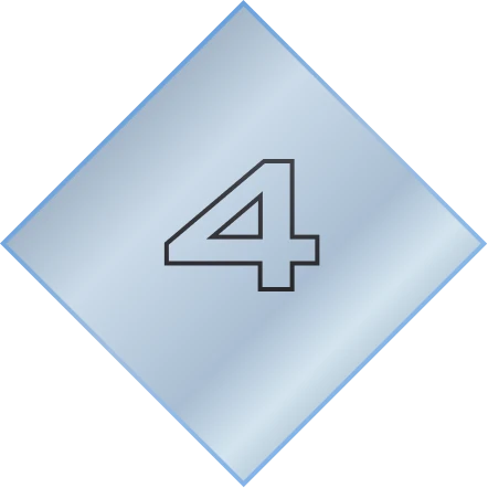 Hellblau schimmerndes Rautensymbol mit der Ziffer 4