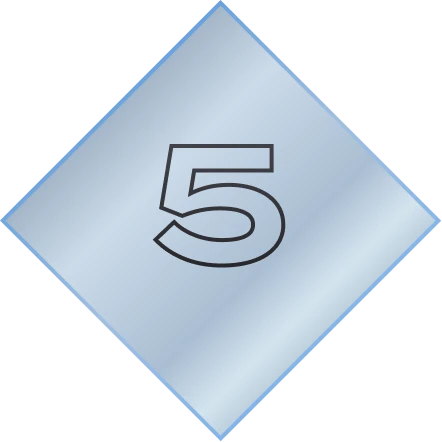 Grafik in Form einer Raute mit der Ziffer 5 in der Bildmitte
